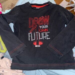 Mexx Black Long Sleeve Kids Tee with Red and Gray Design